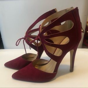 Maroon Caged Stilettos